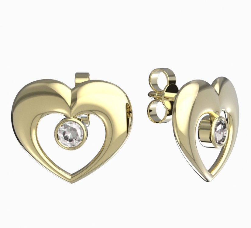 BeKid dětské náušnice srdíčko 610 Bílé zlato - 585 Diamant