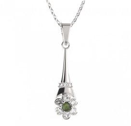 BG přívěs ve tvaru květu 518-C Stříbro 925 - rhodium Vltavín a kubický zirkon