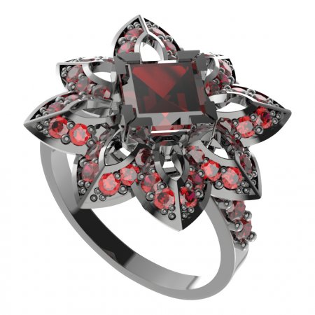 BG prsten 733-Z oválného tvaru - Kov: Stříbro 925 - rhodium, Kámen: Granát