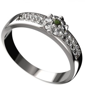 BG vltavínový prsten 879F Bílé zlato - 585 Vltavín a diamant
