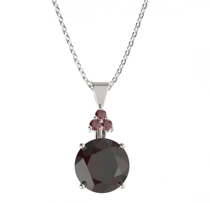 BG přívěs kruhového tvaru 475-87 Stříbro 925 - rhodium Granát