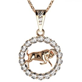 Zlatý přívěsek znamení Beran s lab-grown diamantem, růžové zlato 585 – 044 (Zd14044D2)