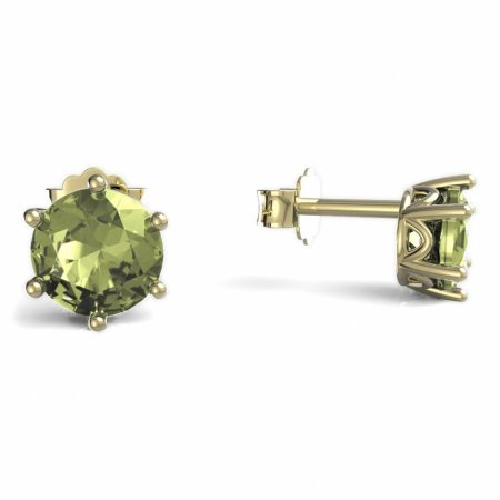 BeKid dětské náušnice 1295 Žluté zlato - 585 Zelený kubický zirkon