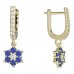 BeKid, Gold kids earrings -109 - Switching on: English, Metal: Yellow gold 585, Stone: Dark blue cubic zircon