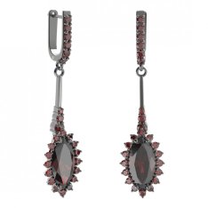 BG náušnice s centrálním oválným kamenem 513-B94 Stříbro 925 - ruthenium (30-90dní) Granát