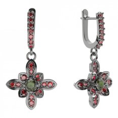 BG květ náušnice 404-84 Stříbro 925 - tlthenium (30-90dní) Vltavín a granát