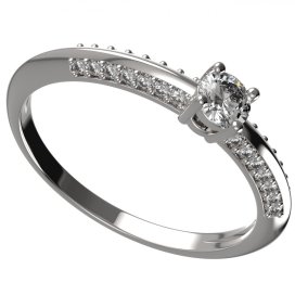 BG zlatý prstýnek 1145 /zásnubní-snubní/ Bílé zlato - 585 Bílý kubický zirkon