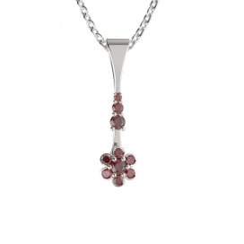 BG přívěs ve tvaru květu 518-B Stříbro 925 - rhodium Granát