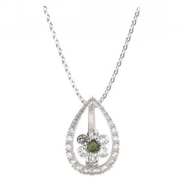 BG přívěs ve tvaru květu 518-90 Stříbro 925 - rhodium Vltavín a  kubický zirkon