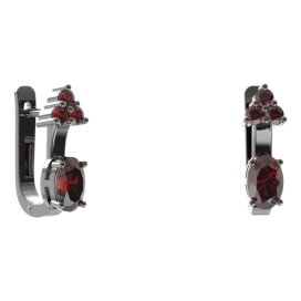 BG náušnice s centrálním oválným kamenem 477-87 Stříbro 925 - ruthenium (30-90dní) Granát