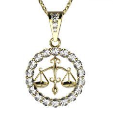 BG zlatý diamantový přívěšek Váhy 044 Žluté zlato - 585 Diamant lab-grown