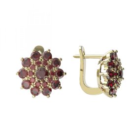 BG náušnice vsazený český granát 947 Žluté zlato - 585 Granát
