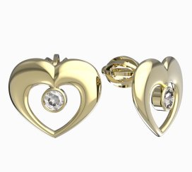 BeKid dětské náušnice srdíčko 610 Žluté zlato - 585 Diamant