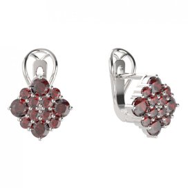 BG  náušnice 317 Stříbro 925 - rhodium Granát