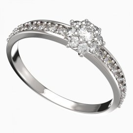 BG zlatý prstýnek 886 E Bílé zlato - 585 Diamant