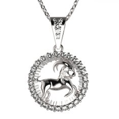 BG zlatý diamantový přívěšek Kozoroh 045 Bílé zlato - 585 Diamant lab-grown