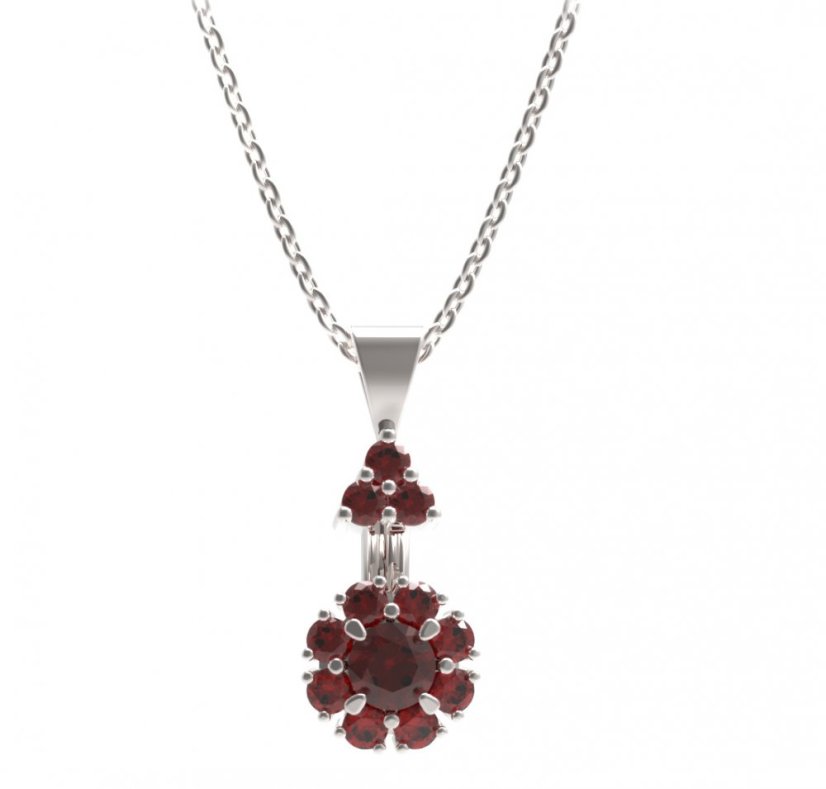 BG přívěs kruhováho tvaru 497-87 Stříbro 925 - rhodium Granát
