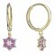 BeKid, Gold kids earrings -109 - Switching on: Circles 12 mm, Metal: White gold 585, Stone: Pink cubic zircon
