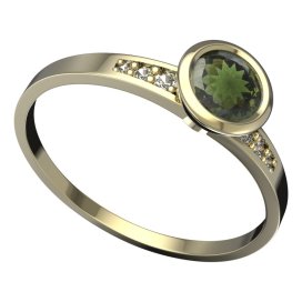 BG vltavínový prsten 557J Žluté zlato - 585 Vltavín a diamant