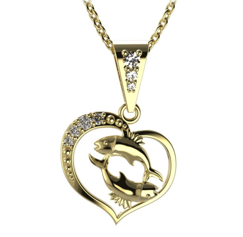 BG zlatý přívěšek Ryby 042 Žluté zlato - 585 Diamant