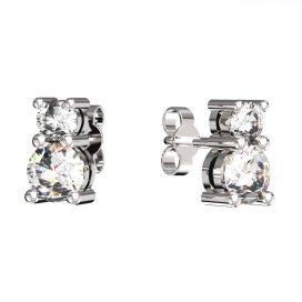 BG zlaté náušnice 746 Bílé zlato - 585 Bílý kubický zirkon