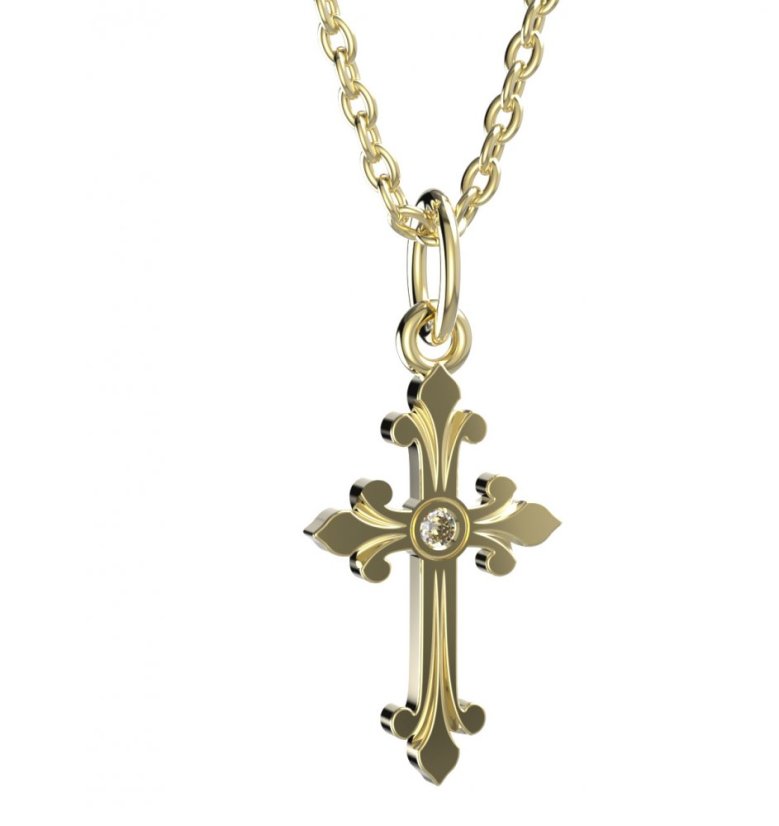 BeKid dětský přívěšek křížek 1109 Žluté zlato - 585 Diamant