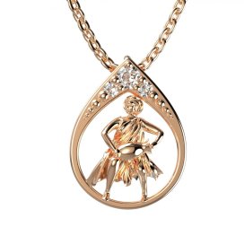 Zlatý přívěsek znamení Vodnář s lab-grown diamantem, růžové zlato 585 – 047