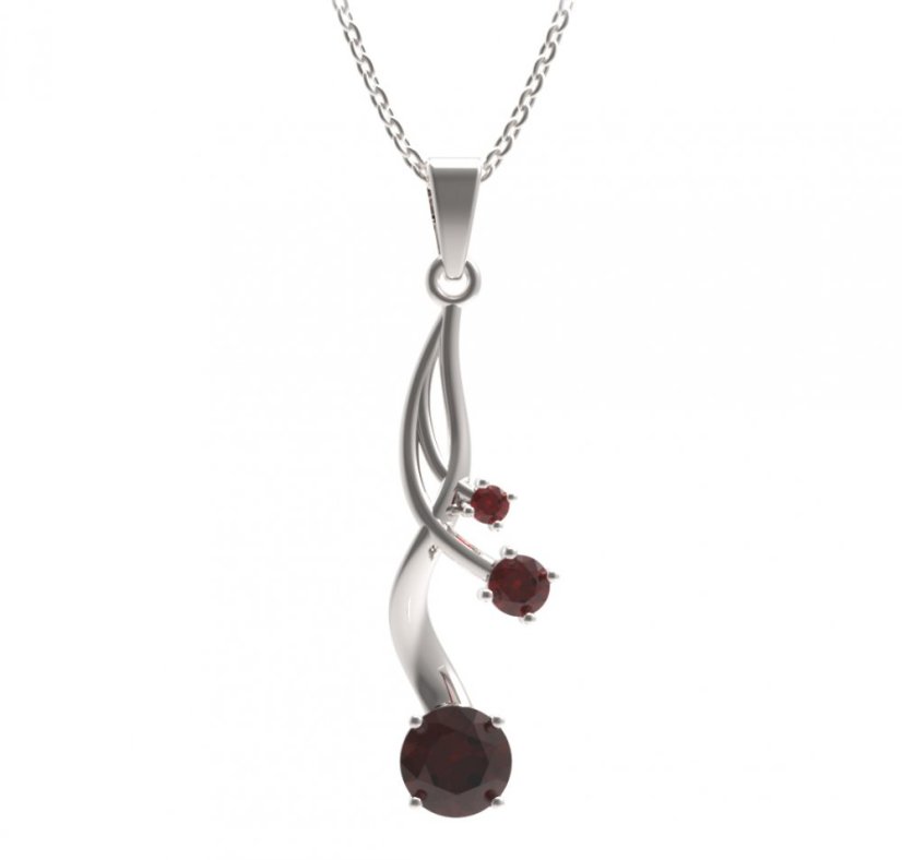 BG přívěs kruhového tvaru 473-P Stříbro 925 - rhodium Granát
