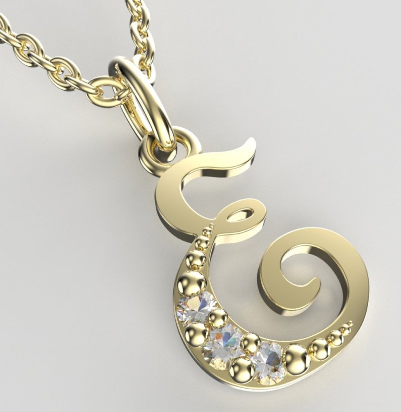 BeKid dětský zlatý přívěsek písmenko E - 1514 Žluté zlato - 585 Diamant