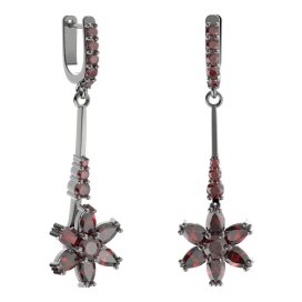 BG náušnice ve tvaru hvězdy 520-B93 Stříbro 925 - ruthenium (30-90dní) Granát