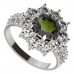 BG ring 011-X circular - Metal: Silver 925 - rhodium, Stone: Moldavit and garnet