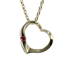 BG přívěs  srdíčko vsazený přírodní granát  004 Stříbro 925 - pozlacené