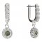 BG circular earring 088-96 - Metal: White gold 585, Stone: Moldavit and garnet