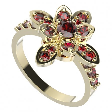 BG prsten 404-Z květ - Kov: Stříbro 925 - rhodium, Kámen: Vltavín a  kubický zirkon
