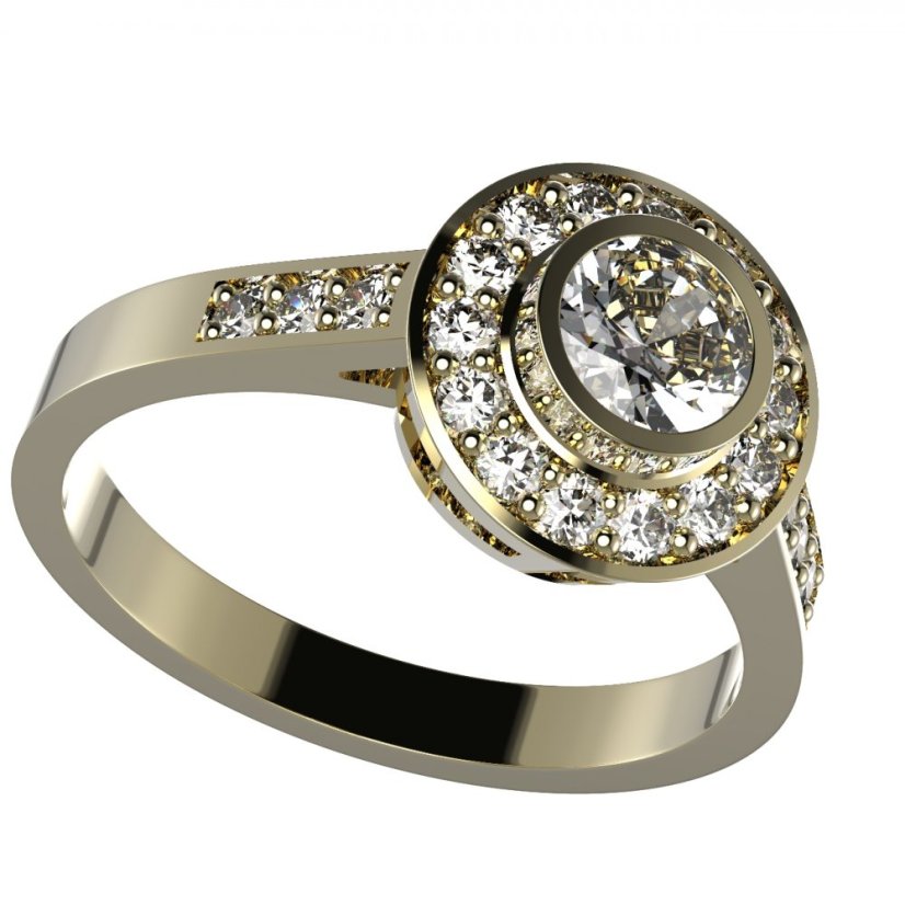 BG zlatý prstýnek 755 Žluté zlato - 585 Diamant
