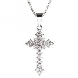 BG zlatý diamantový přívěšek křížek 264 Bílé zlato - 585 Diamant lab-grown