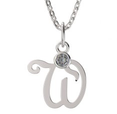BeKid dětský zlatý přívěsek písmenko W - 1331 Bílé zlato - 585 Diamant