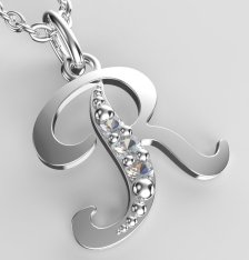 BeKid dětský zlatý přívěsek písmenko R - 1526 Bílé zlato - 585 Diamant