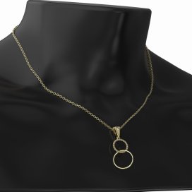 BG zlatý přívěšek kruh  1163 Žluté zlato - 585 Růžový kubický zirkon