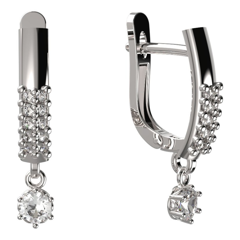 BG zlaté náušnice 1293 Bílé zlato - 585 Diamant