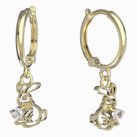 BeKid dětské náušnice zajíček 1186 Žluté zlato - 585 Diamant
