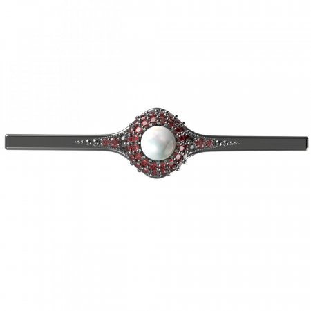 BG brooch 540K - Metal: Silver - gold plated 925, Stone: Garnet and pearl