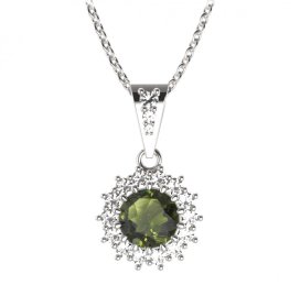 BG přívěs kulatý 096-2 Stříbro 925 - rhodium Vltavín a  kubický zirkon