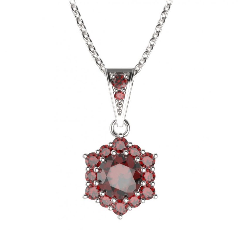 BG přívěs kulatý 230-1 Stříbro 925 - rhodium Granát