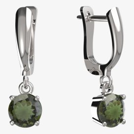 BG vltavínové náušnice 727 Bílé zlato - 585 Vltavín