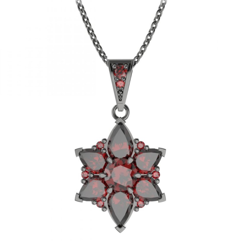Stříbrný přívěsek s českým granátem, ruthenium – 409-1