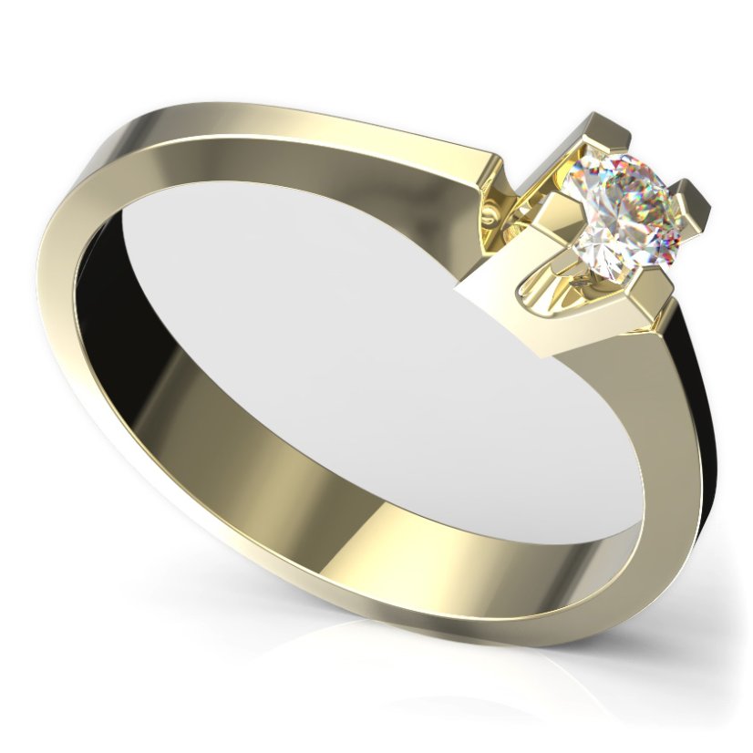 Zlatý prsten s diamantem, žluté zlato 585 – 783