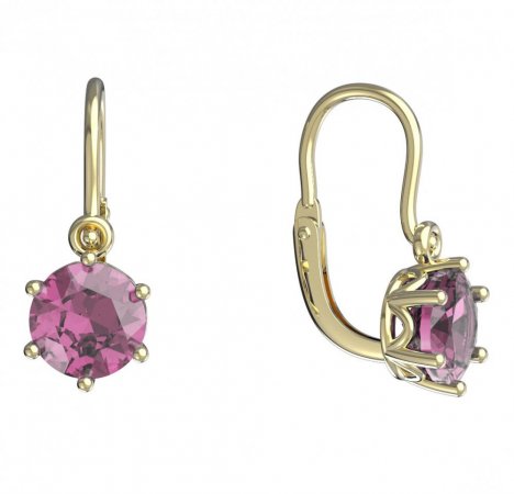 BeKid, Gold kids earrings -1295 - Switching on: Brizura 0-3 roky, Metal: Yellow gold 585, Stone: Pink cubic zircon