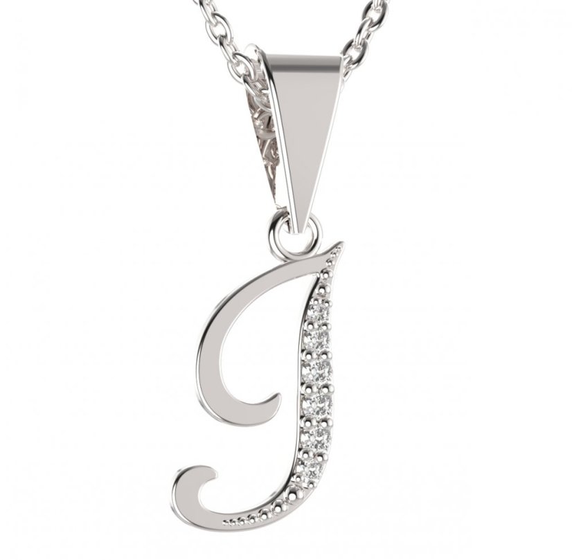 BG zlatý přívěsek písmenko I - 1218 Bílé zlato - 585 Diamant