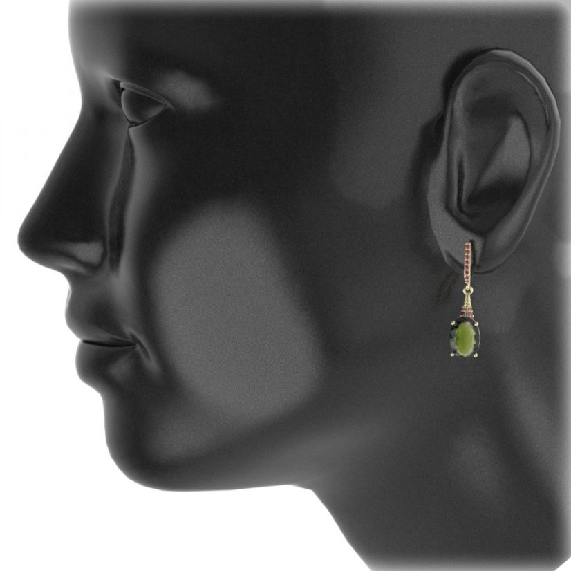 BG náušnice s centrálním oválným kamenem 480-P93 Stříbro 925 - rhodium Granát
